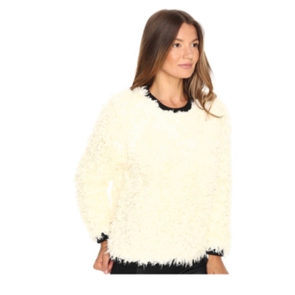Zac Posen White Faux Fur Erica Shearling Statement Sweater XS